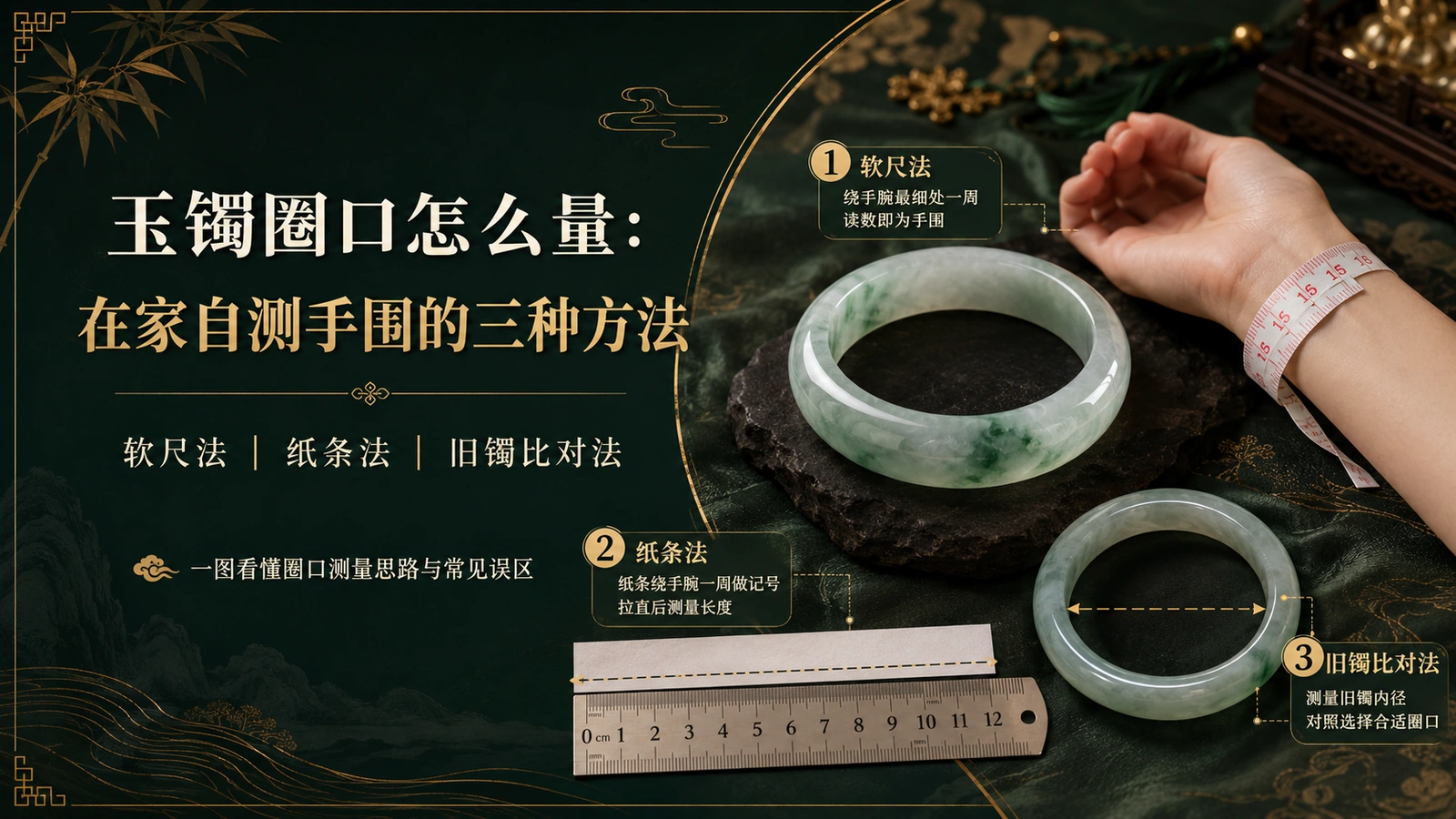 玉镯圈口怎么量:在家自测手围的三种方法